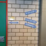 Unser Gebäude 29 Das Bild zeigt kreative Wegweiser innerhalb der Schule